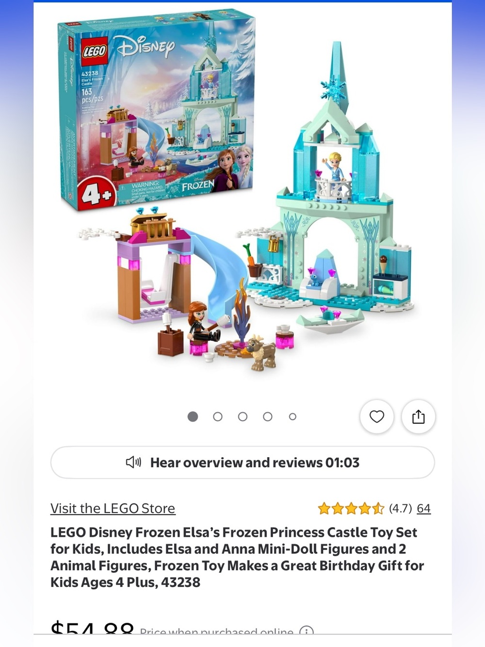 Lego Frozen Princess Ice Castle Playset - Light Blue, Aqua, Pink